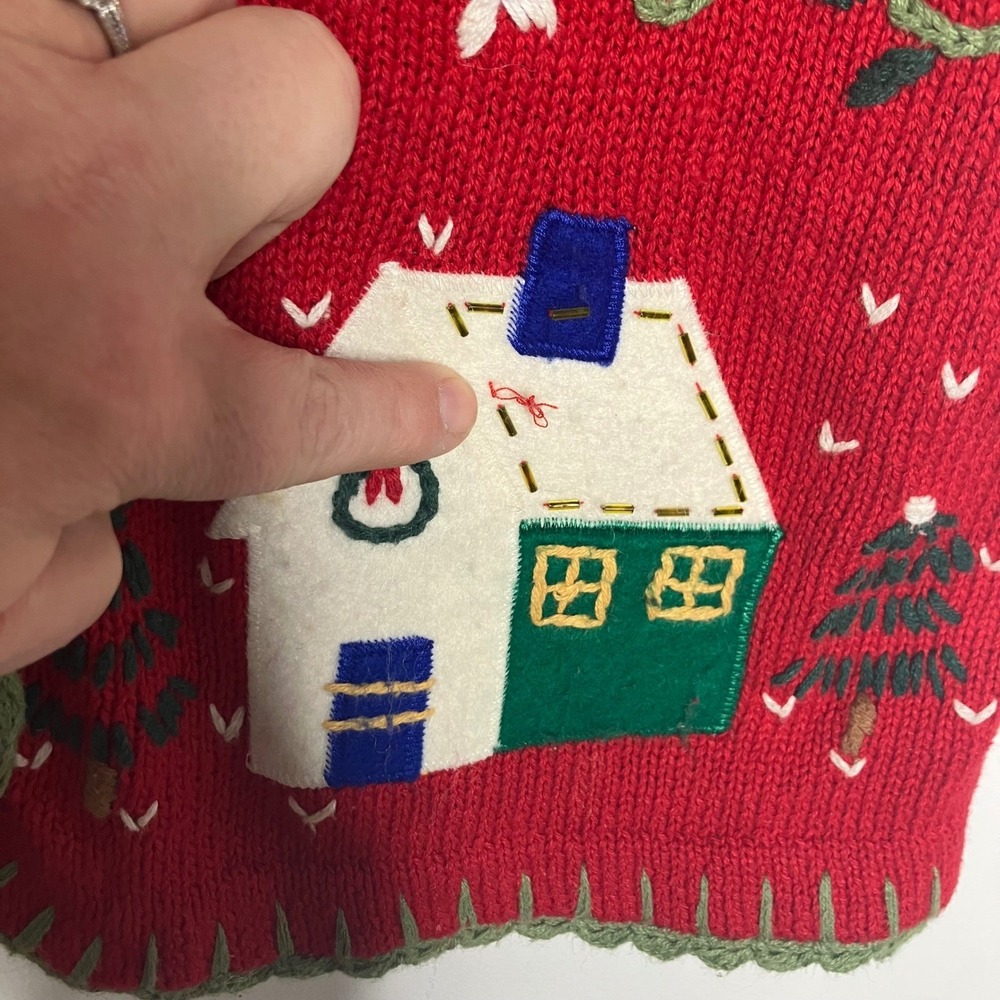 Designers original studio Christmas‎ vest women's size small winter holiday red - Picture 4 of 6